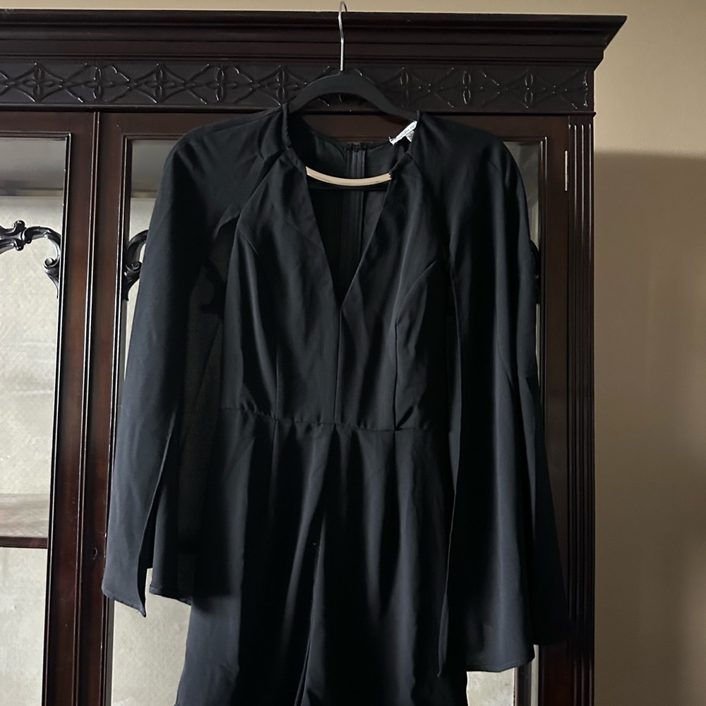 Elegant Black Romper Cape-Style